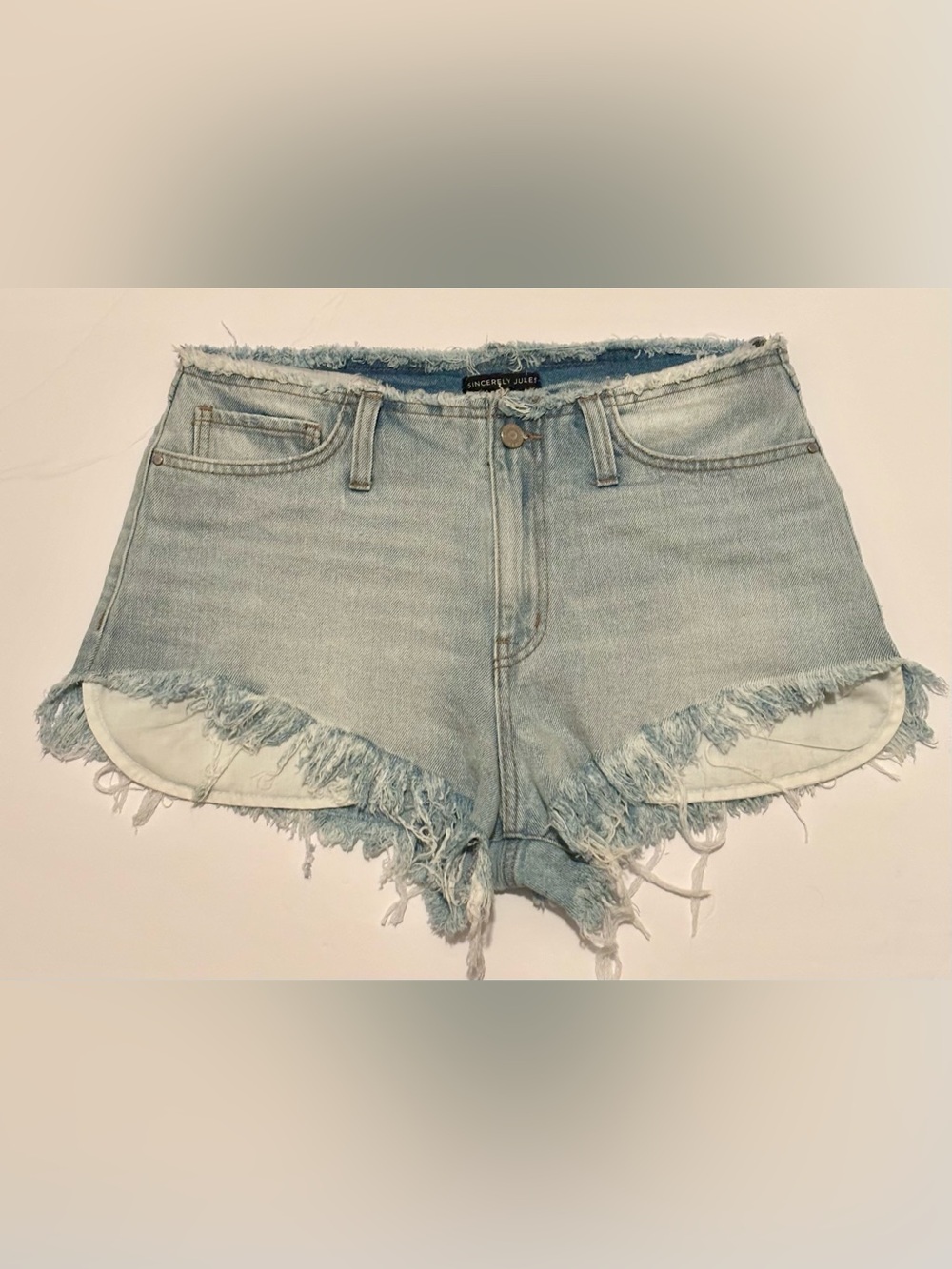 Sincerely Jules Women’s Denim Jean Shorts Mid-Rise Raw Hem Casual | 9/29